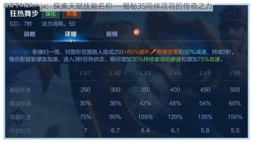 jx：探索天赋技能名称——揭秘3S同伴项羽的传奇之力